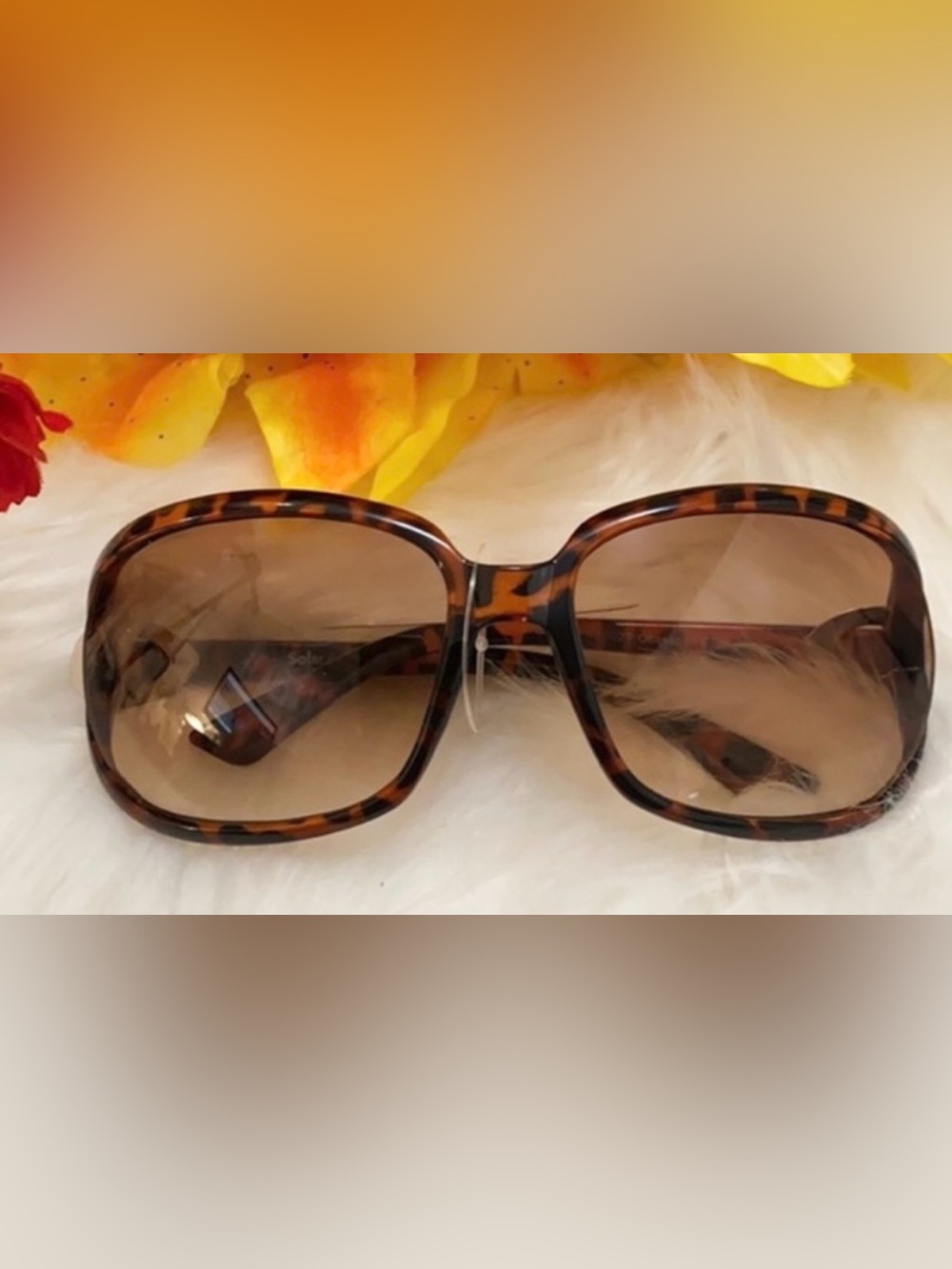 Women’s Brown Rounded Sunglasses Clear Brown Mix With Silver Side Accent NEW!